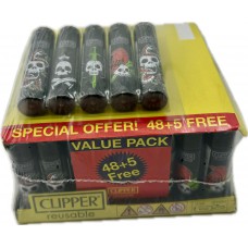 CLIPPER LIGHTERS CP11 TATTOO SKULLS 48CT